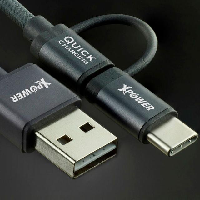 XPower 2 in 1 Type-C + Micro USB Aluminum Alloy Nylon Cable